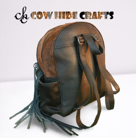 Champagne cowhide sphere rucksack adjustable straps