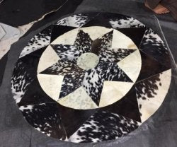 Circle star patchwork rug fireplace decor