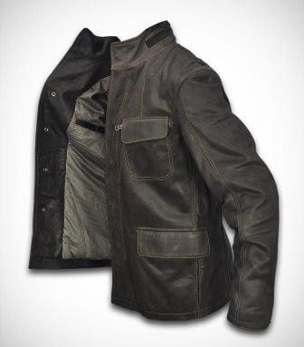 Men's dark brown bomber jacket styled for classic everyday look