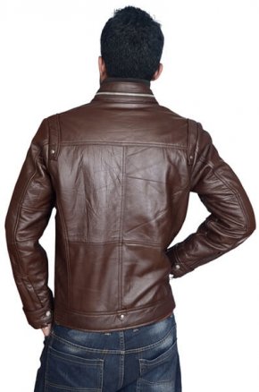 Classic brown leather jacket men styled for casual look