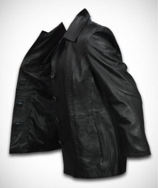 Classic leather blazer jacket women side pockets and button closure