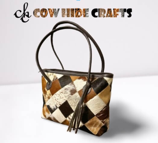 Colorful cowhide patchwork bag mixed patches