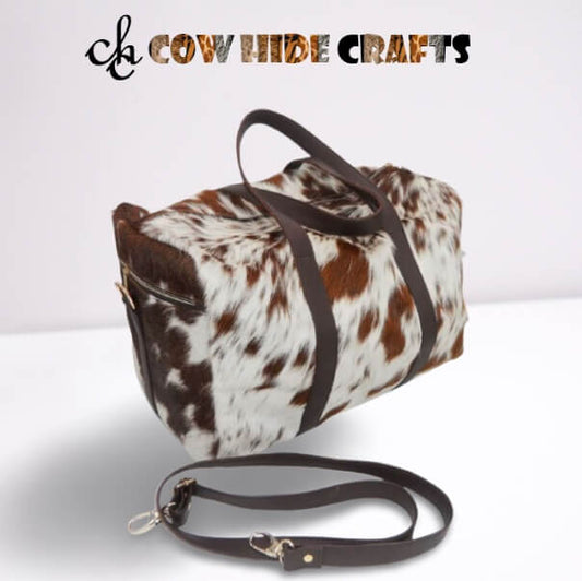compact cowhide duffle bag