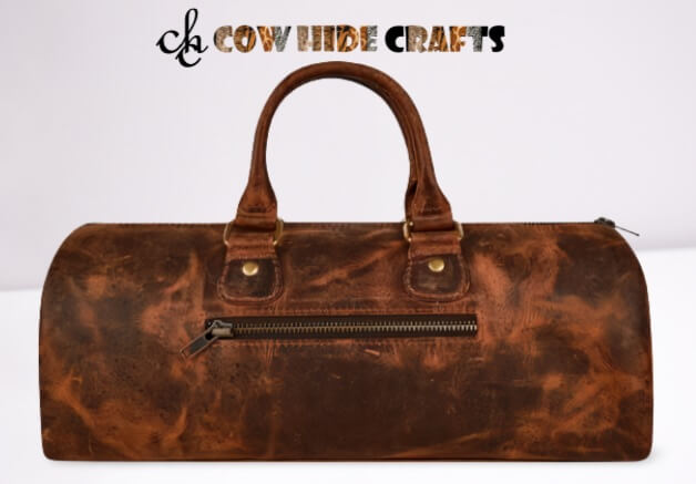 Mini leather duffle wine carrier 