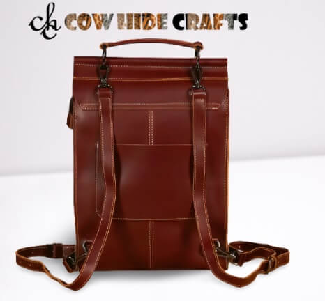 compact leather office backpack