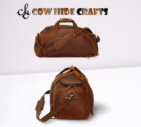 Convertible leather backpack duffle