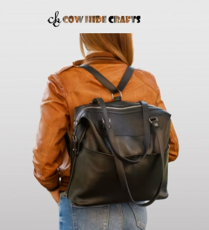 Convertible leather bag backpack satchel messenger
