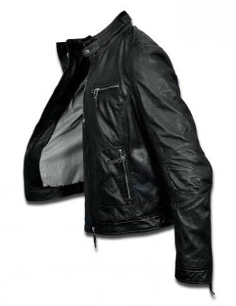 Cotton lining detail on women's bomber sheepskin leather jacket