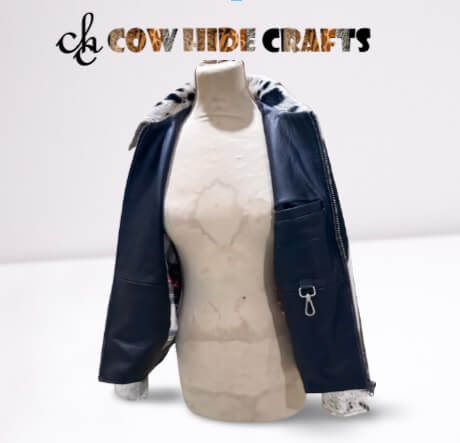 cow print leather bomber jacket