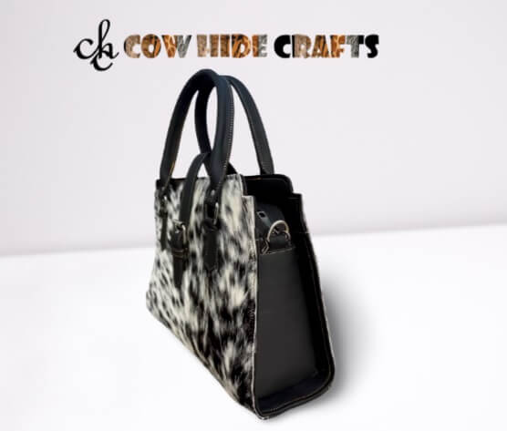 Cowhide 2 zipper bag dual handles detachable strap