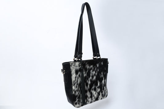 Cowhide Australia messenger bag black white square design