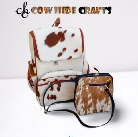 Cowhide backpack bucket shoulder bag combo set