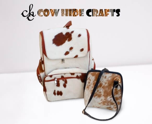Cowhide backpack combo four outside pockets