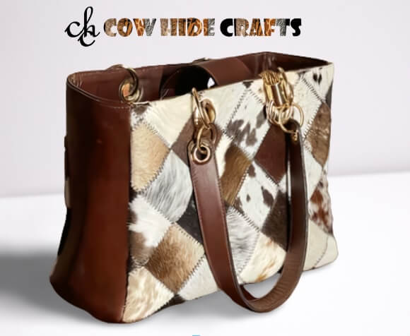 Cowhide box tote dual loose handles