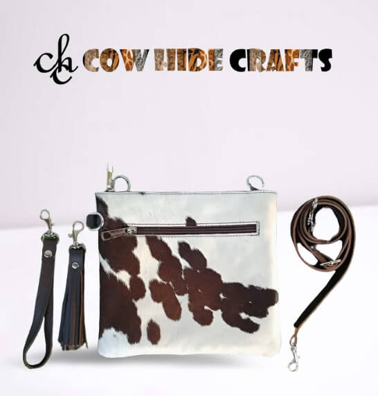 Cowhide clutch leather tassel wristlet detail