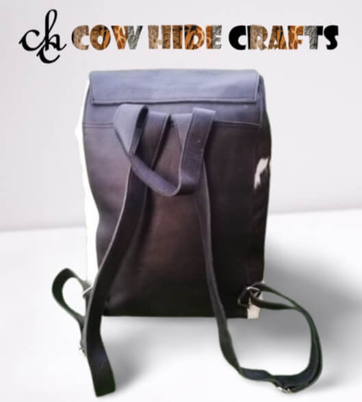 Cowhide college rucksack top handle and backside straps