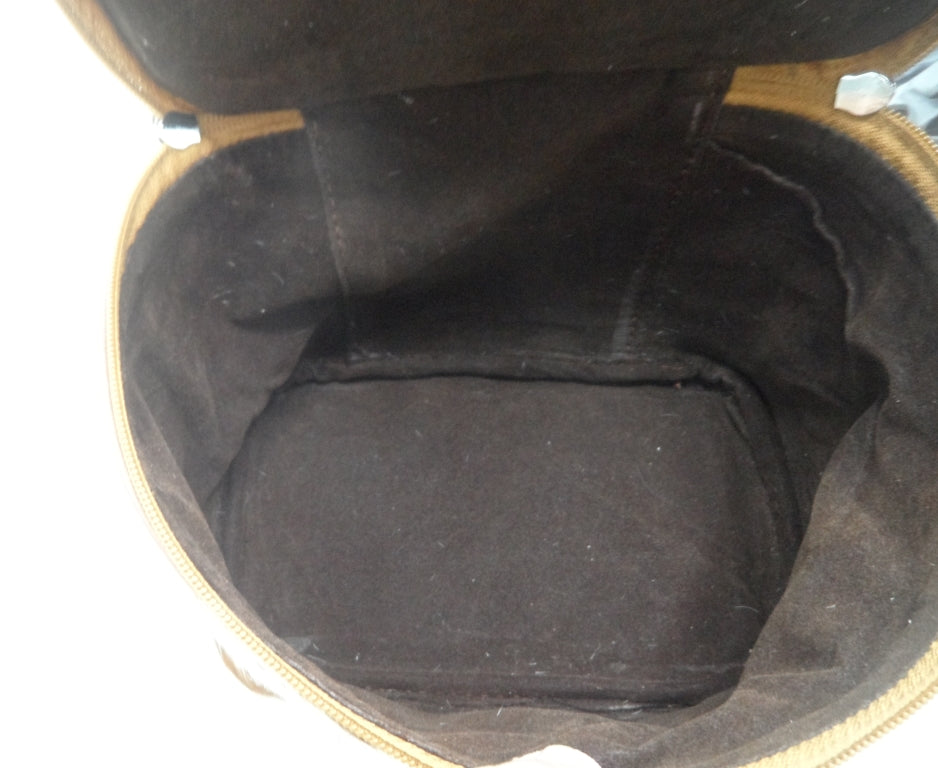 Cowhide cosmetic pouch inside view