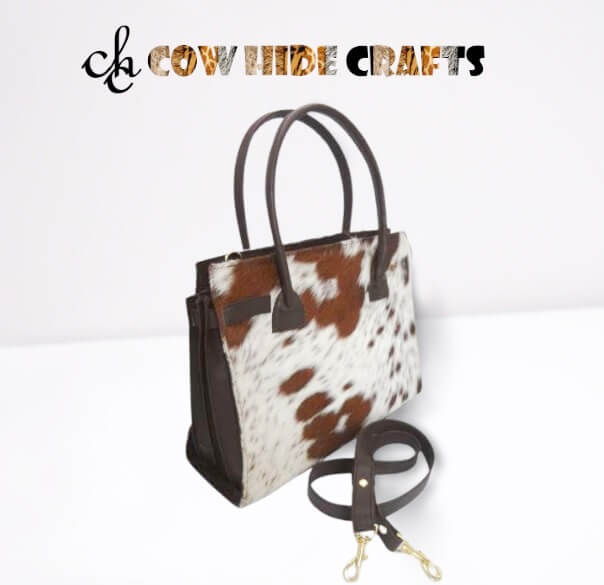 Cowhide crossbody shoulder bag tan white spacious