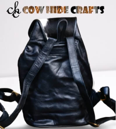 Cowhide drawstring rucksack top handle straps