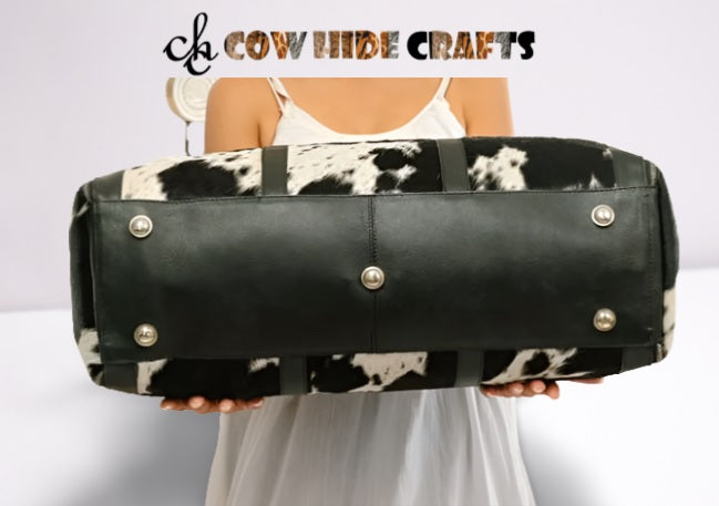 Cowhide groomsmen bag metal base feet protection