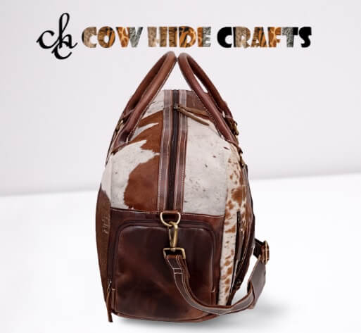 Cowhide groomsmen travel bag