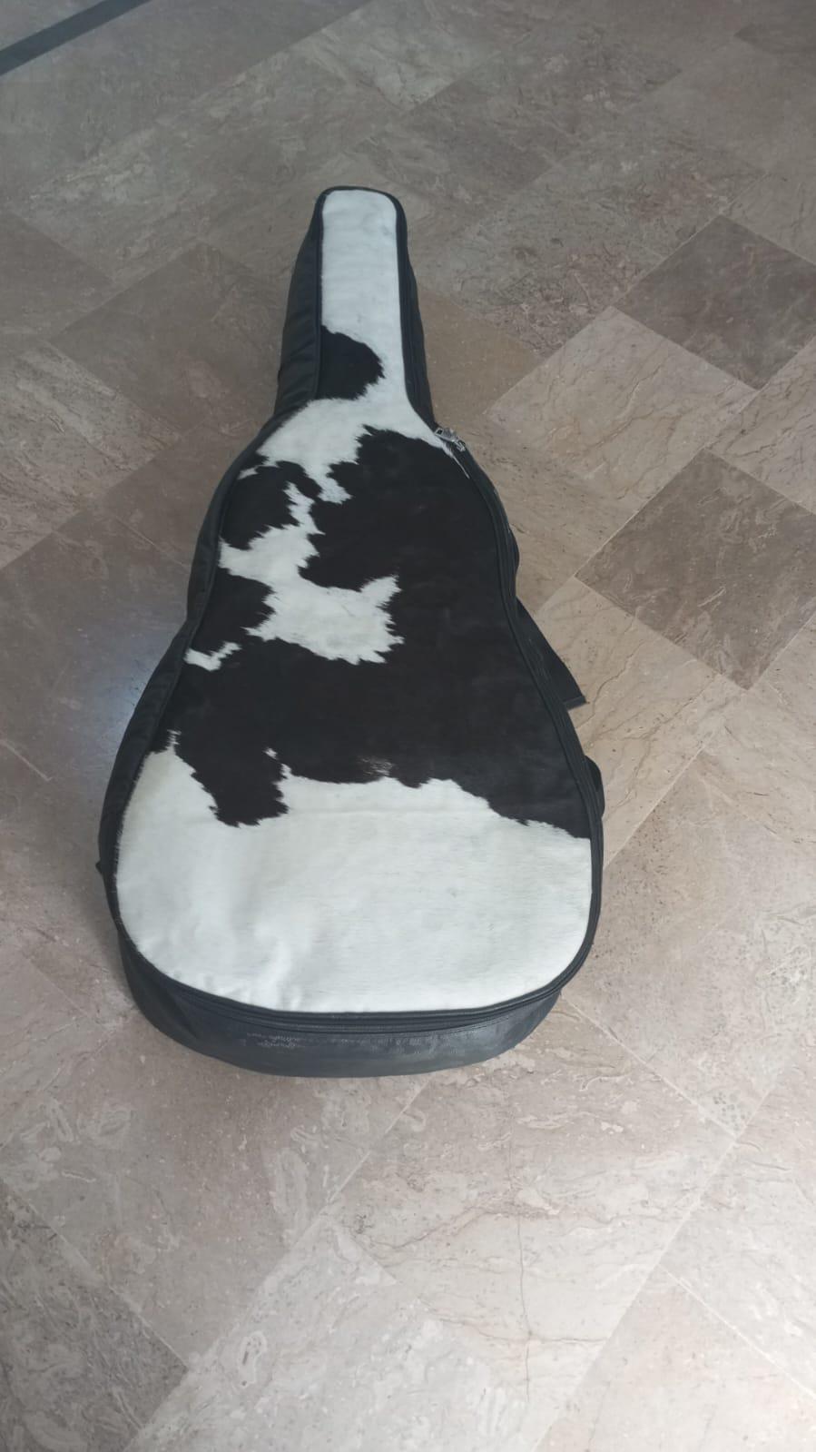 Cowhide guitar case front hair on panel unique