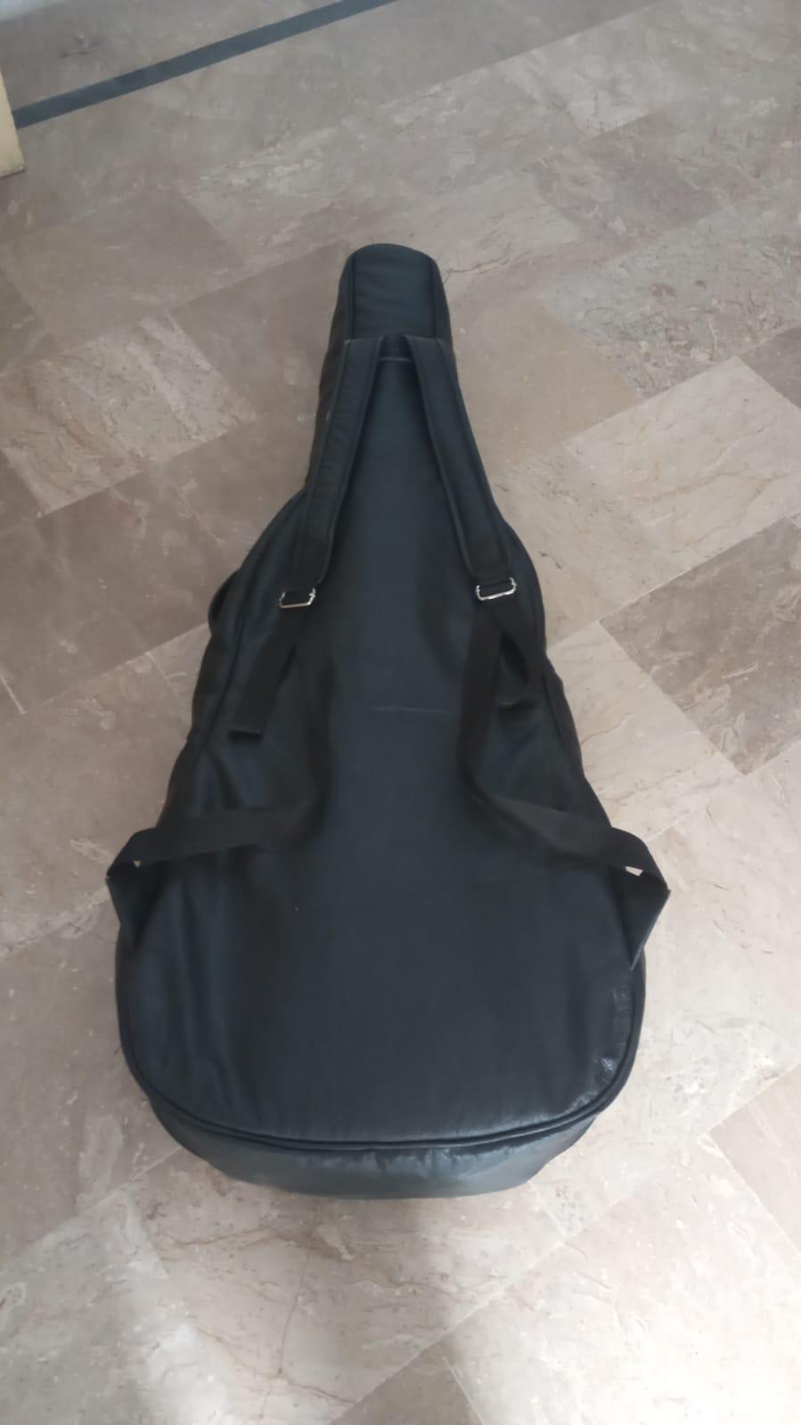 Cowhide guitar case hair on backpack straps leather