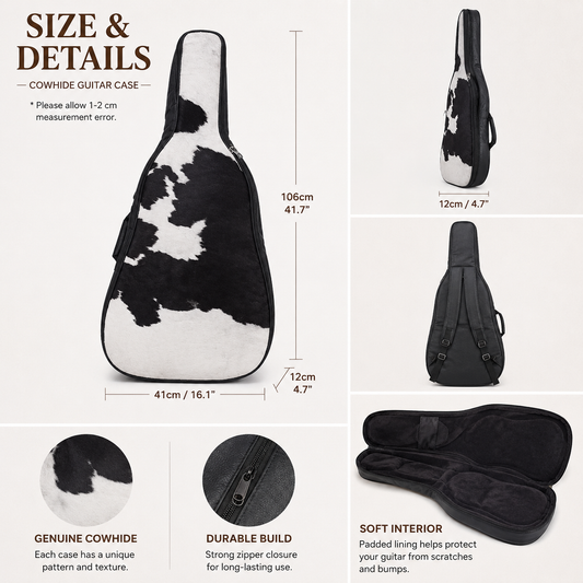 Cowhide guitar case padded gig bag backpack straps