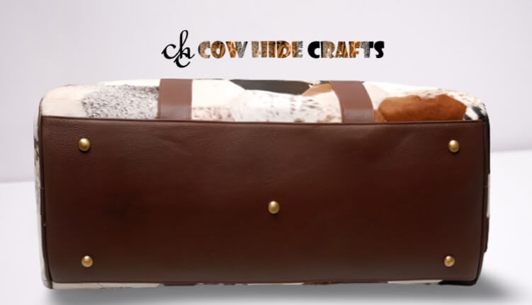 cowhide hexagon travel duffle