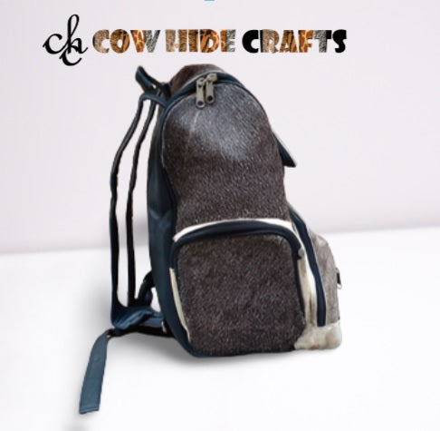 Dark Cowhide Hiking Backpack With Adjustable Straps
