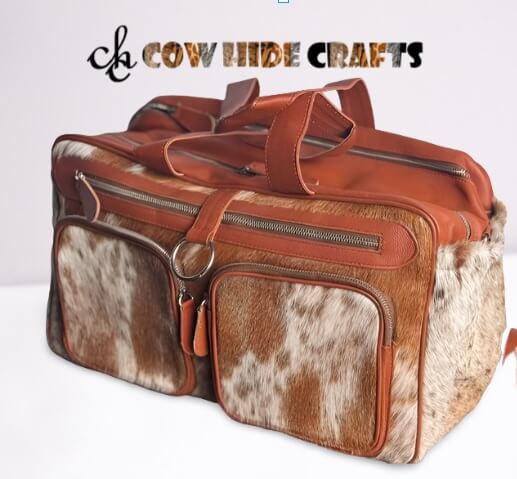 cowhide infant nappy bag hair on hide leather baby travel duffle