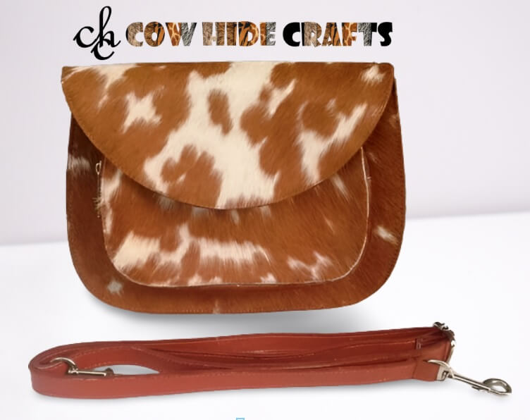 Cowhide large crossbody clutch tan white bridesmaid
