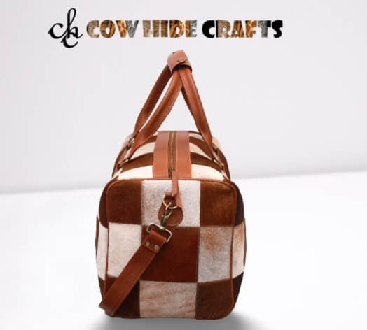 Cowhide large duffle bag for travel