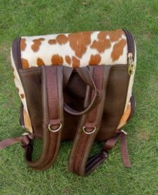 Cowhide leather nursing rucksack adjustable straps