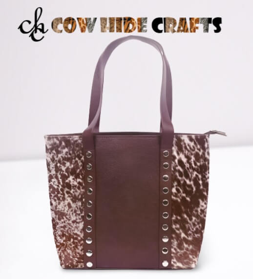 Cowhide leather tote purse maroon body