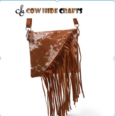 Cowhide long fringe crossbody fringes close detail