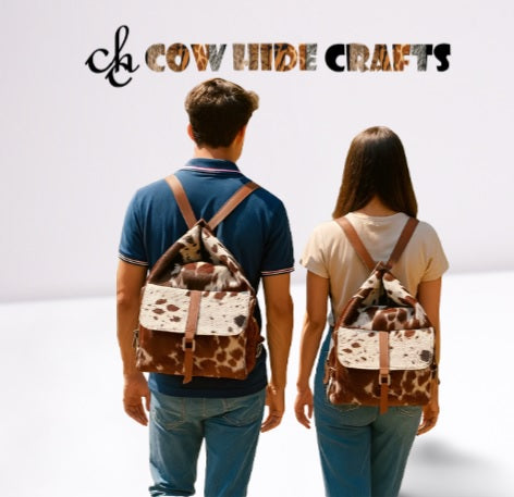 Leather messenger backpack cowhide