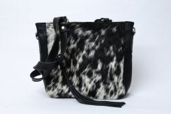 Cowhide messenger bag dual handles long strap