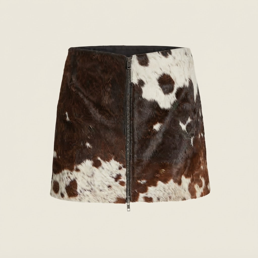 Cowhide mini skirt