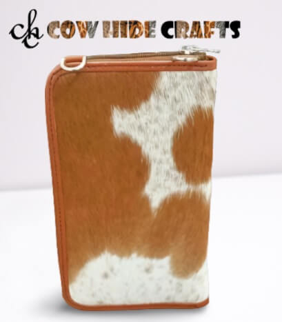 Cowhide organizer mobile pocket hidden magnet