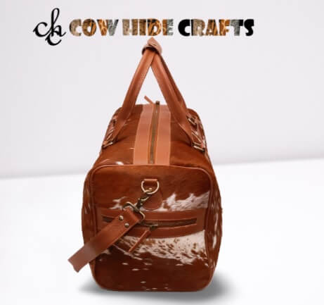 Cowhide overnight travel bag