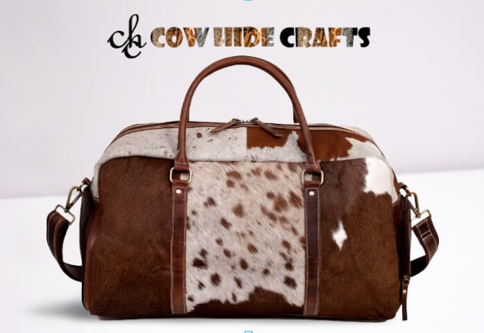 Cowhide overnight travel bag