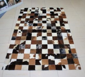 Cowhide patchwork rug 4 inch square tiles 