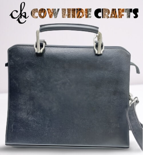 Cowhide patchwork shoulder bag backside leather