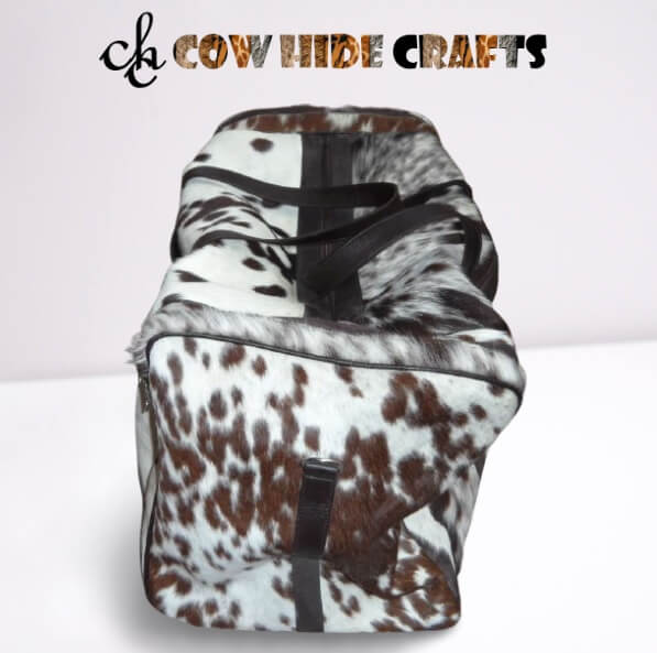 Cowhide duffle bag for road trip