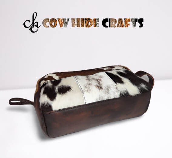 Cowhide shaving kit leather base top handle