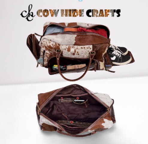 Cowhide duffle with shoe compartment