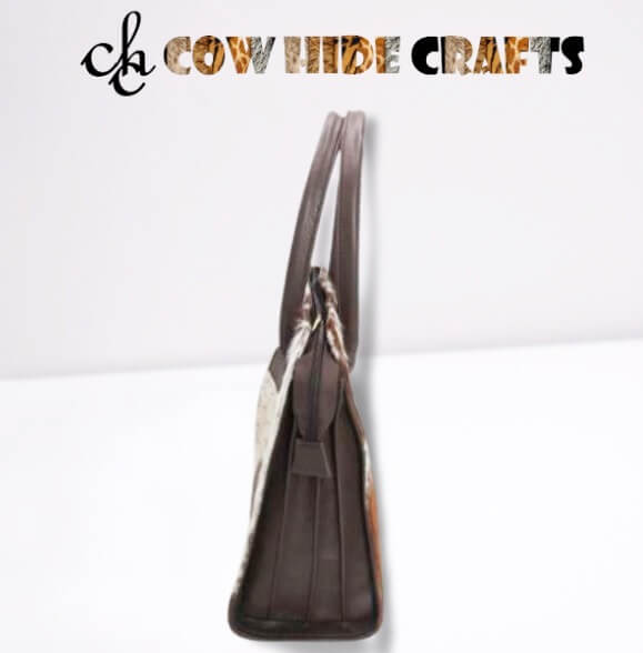 Cowhide shoulder bag side snap buttons adjustable