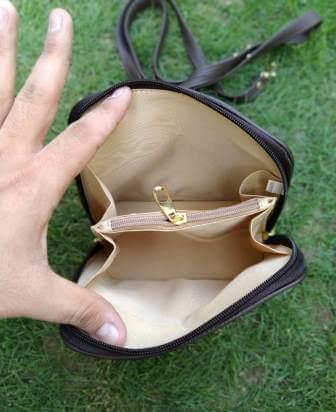 Cowhide shoulder bag lined zipper interior