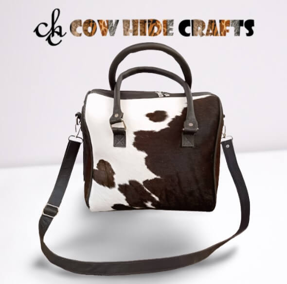 cowhide duffle handbag